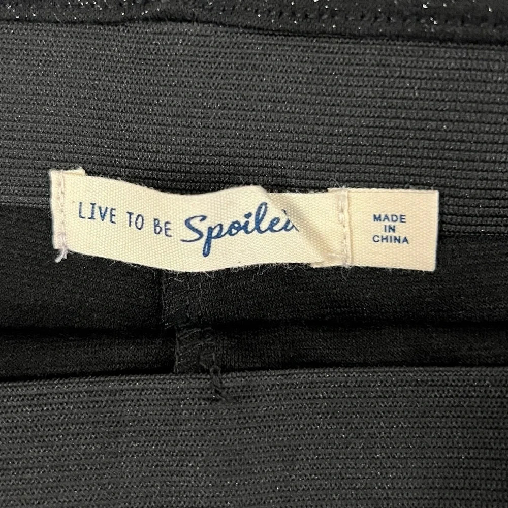 Live To Be Spoiled Women’s Black Gold Glitter Knit Leggings NWT Size L - Picture 3 of 6